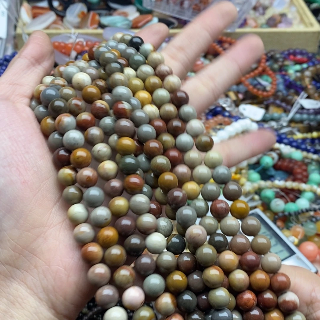 玛瑙/玉髓未镶嵌珠宝半成品一条天然8mm阿拉善圆珠