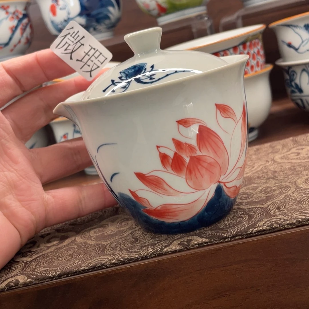 釉下手绘茶具微瑕