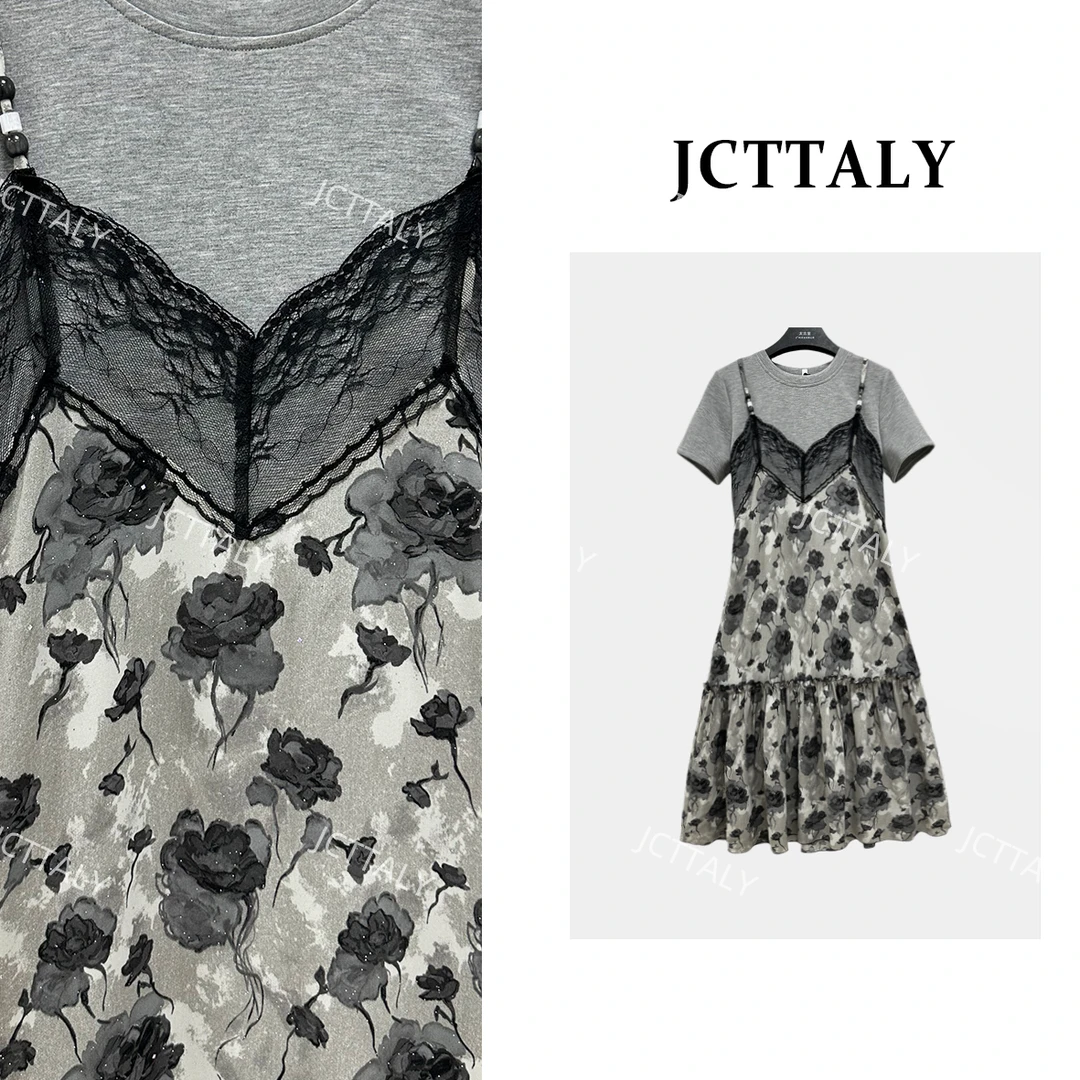 【君君】【86】夏季时尚显瘦法式拼接减龄气质假两件连衣裙NH-A376