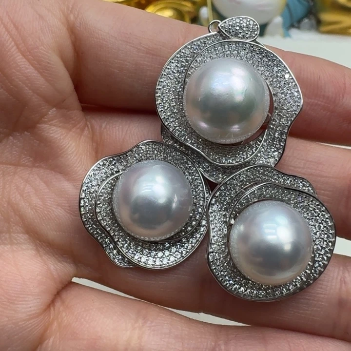 海水珍珠银S925镶嵌颈饰