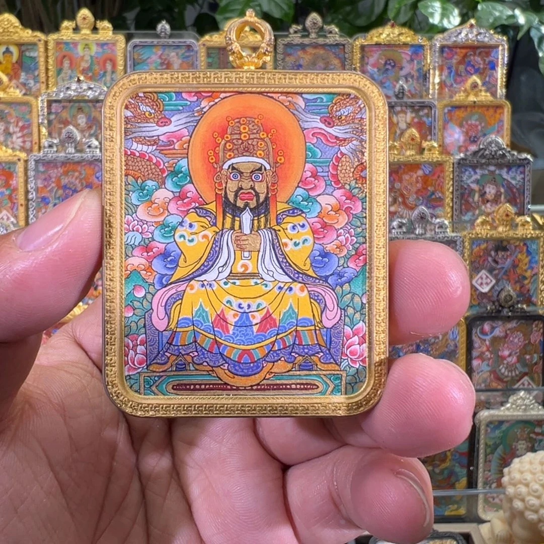 吊坠热贡彩唐五爷唐卡