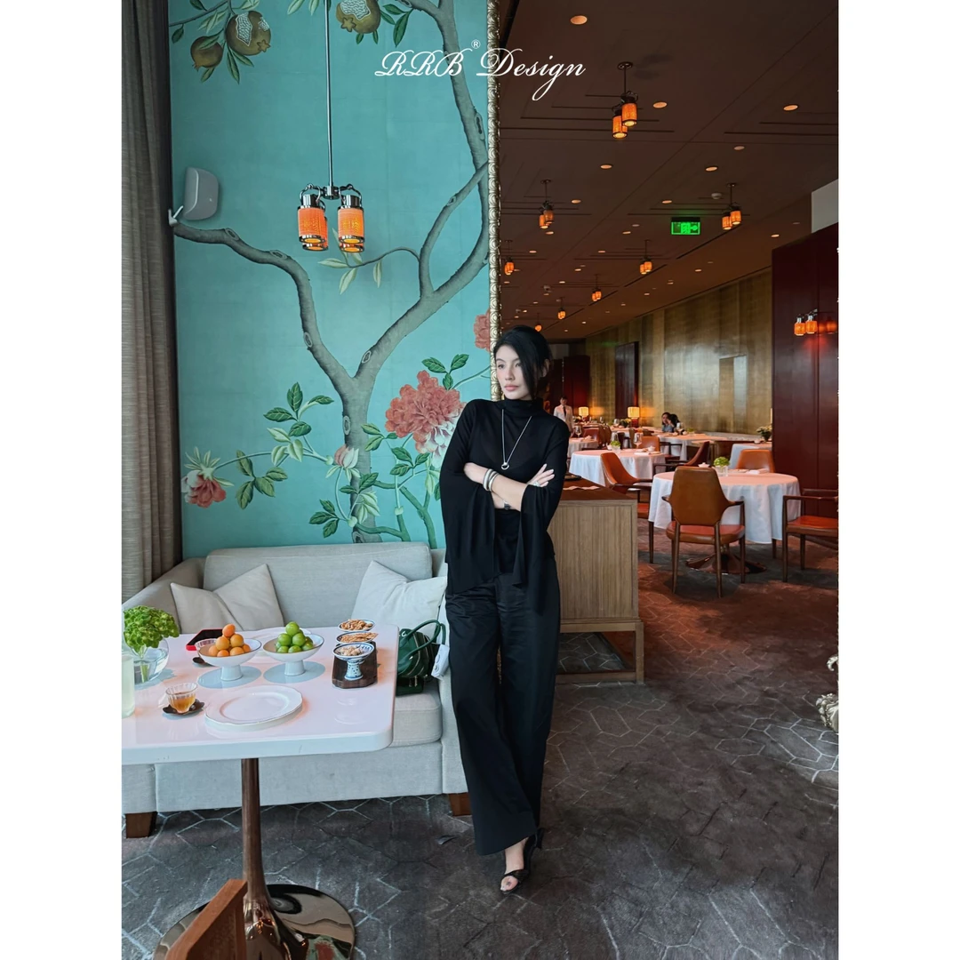 RRB Design「流畅型廓」 高密高支100%棉宽松显瘦纯色休闲裤阔腿裤