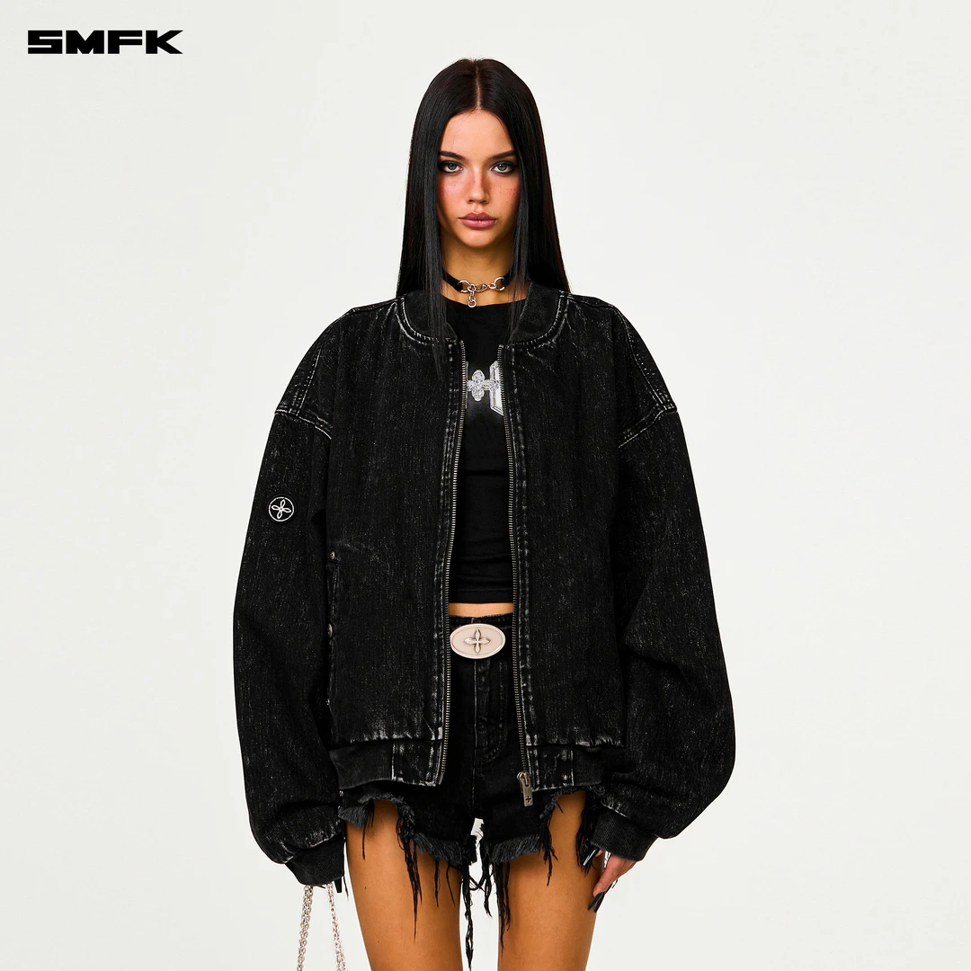 SMFK十字经典超大棒球夹克 CG010BJ 时尚百搭休闲宽松廓形外套