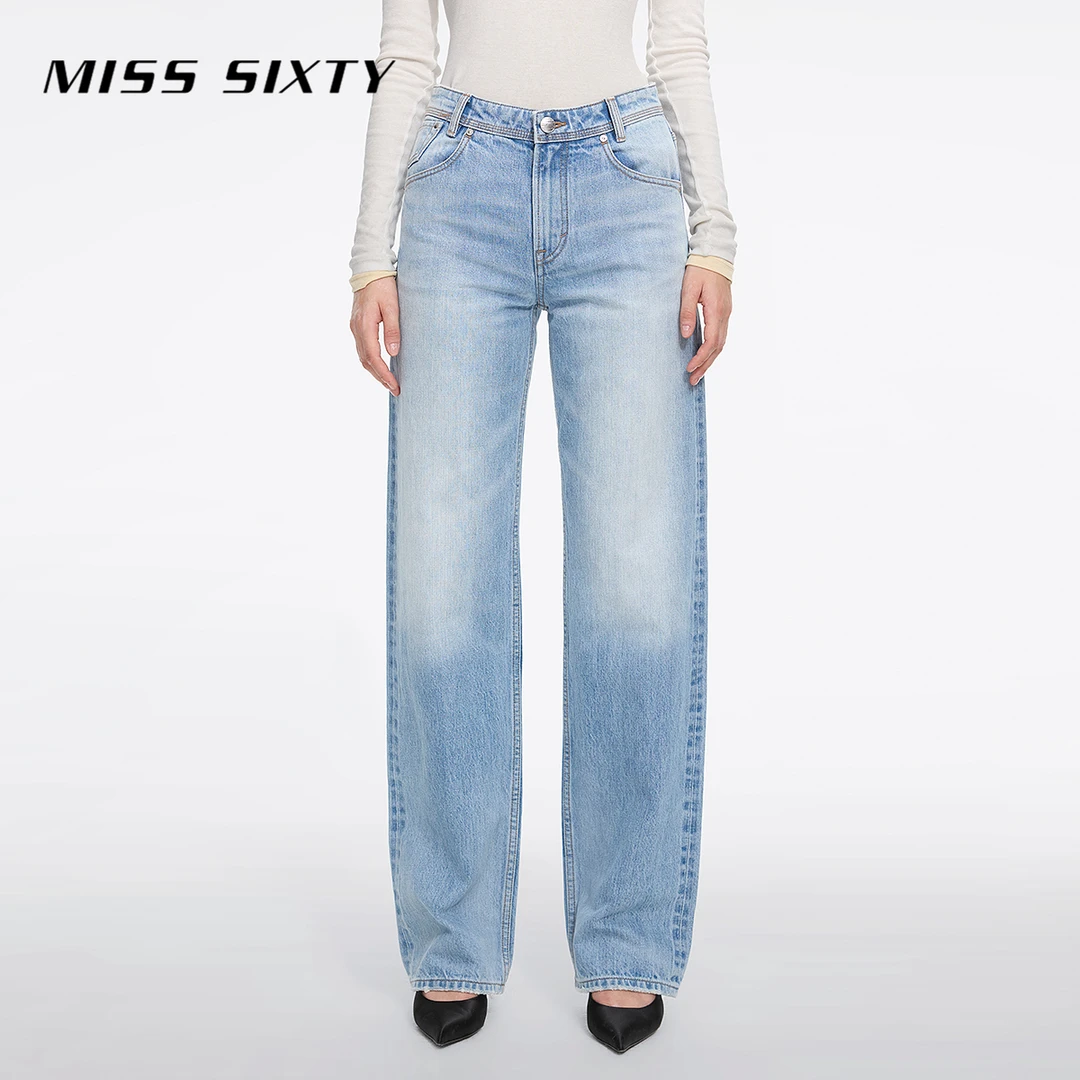 【进口牛仔面料】Miss Sixty2025春季新款牛仔裤女直筒裤休闲通勤