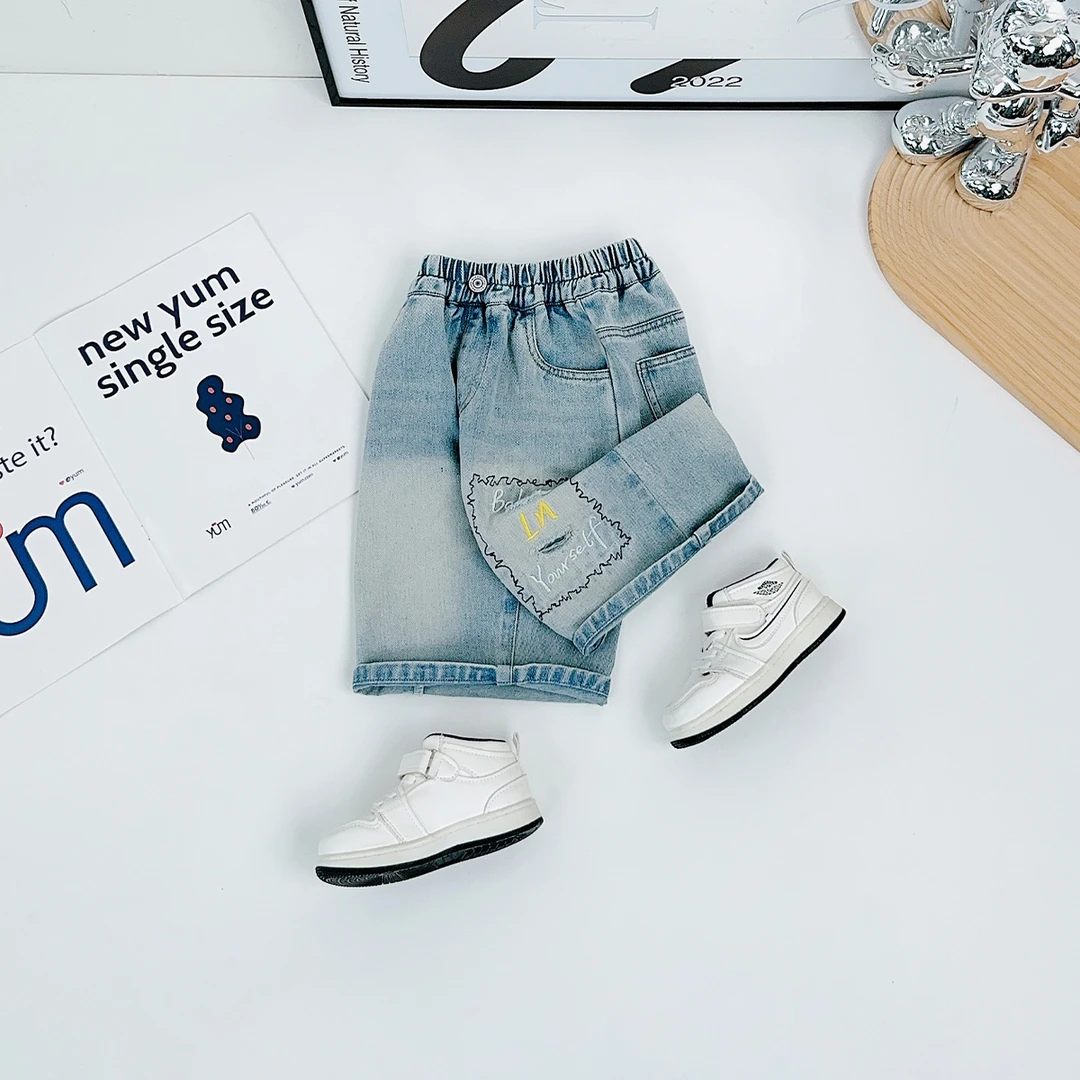 儿童薄款牛仔五分裤夏季2025新款男童夏装 QYD25012 悠悠童话童装