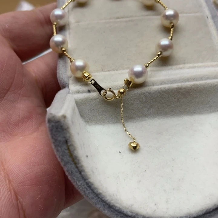 手绳海水珍珠18K金镶嵌