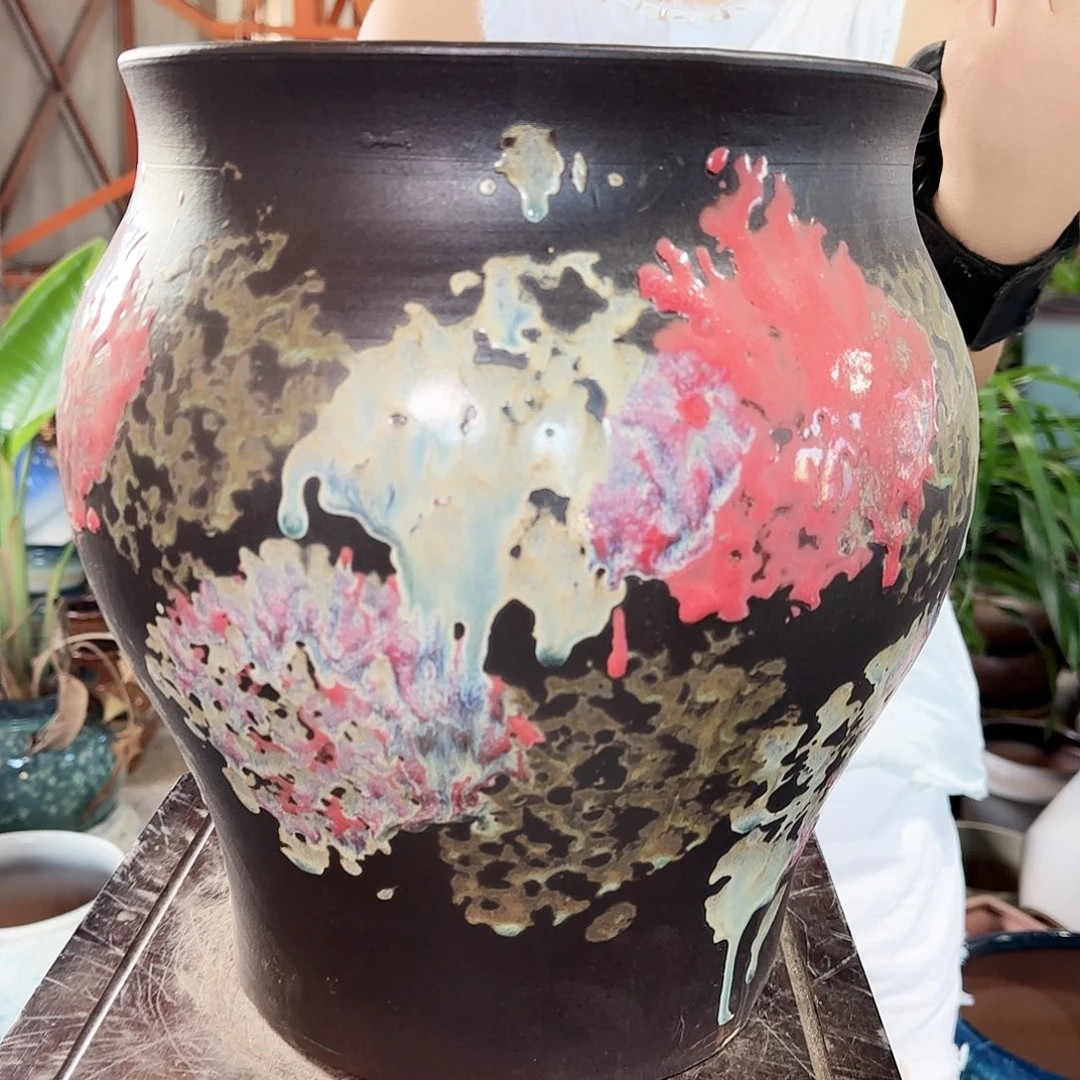 紫砂花盆高31口25