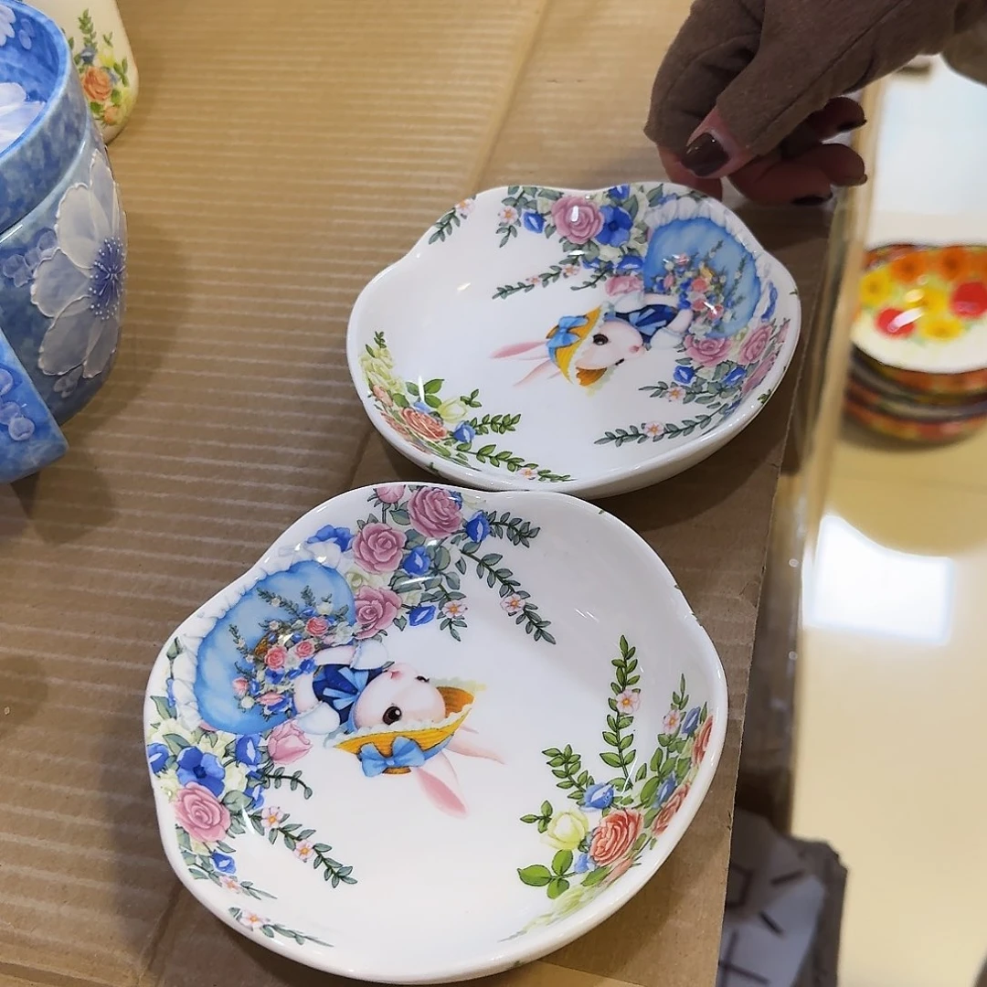 瓷片5.5英寸南瓜兔小碟2只