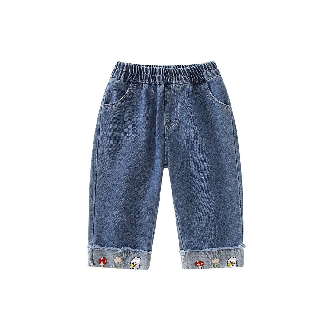 女童牛仔裤春装2025新款洋气宝宝裤子外穿休闲长裤婴儿直筒裤春秋