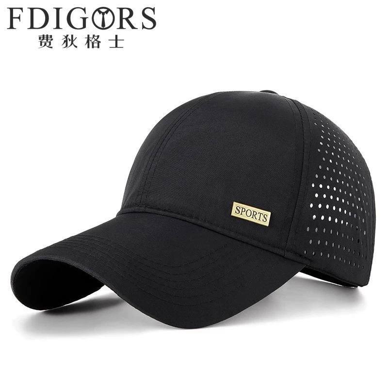 FDIGORS大头围帽子男款夏季软顶字母透气鸭舌帽黑色网眼棒球帽