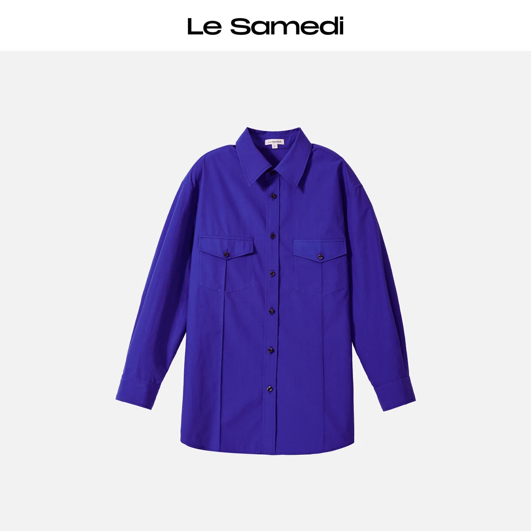 Le Samedi【湛蓝之境】结构感立体挺缝线 及简风贴袋长袖衬衫