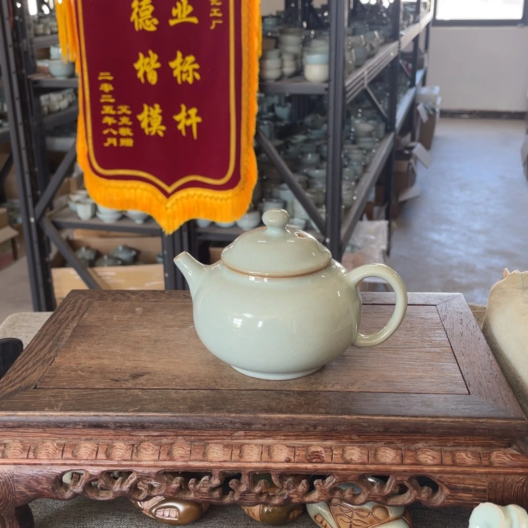 瓷片天青大容天壶支烧