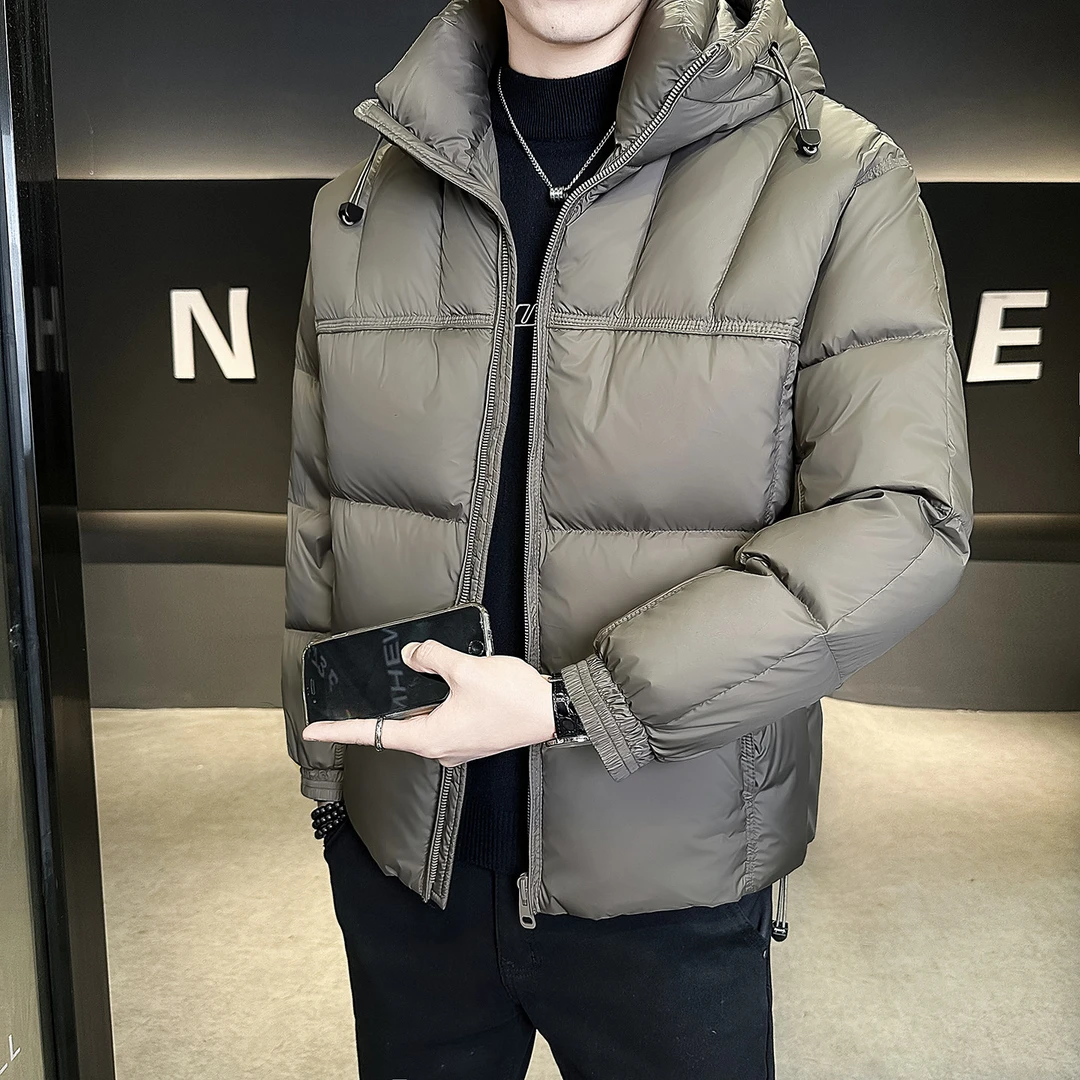 轻奢时尚云朵泡芙轻薄款男士羽绒服冬装新款潮流加厚保暖连帽外套