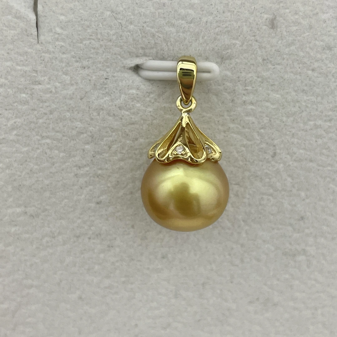 天然海水南洋金珠吊坠11-12mm经典气质百搭