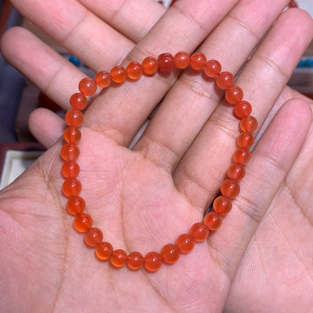 南红玛瑙未镶嵌冰红圆珠5+单圈