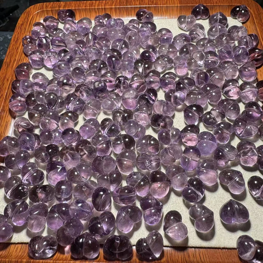 紫水晶屁桃上下孔单颗价宽约13-14mm厚约9mm
