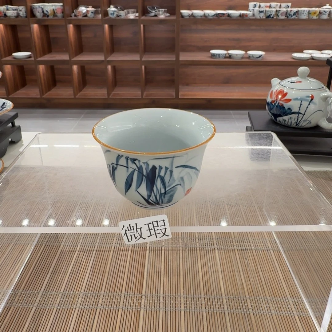 釉下手绘茶具微瑕
