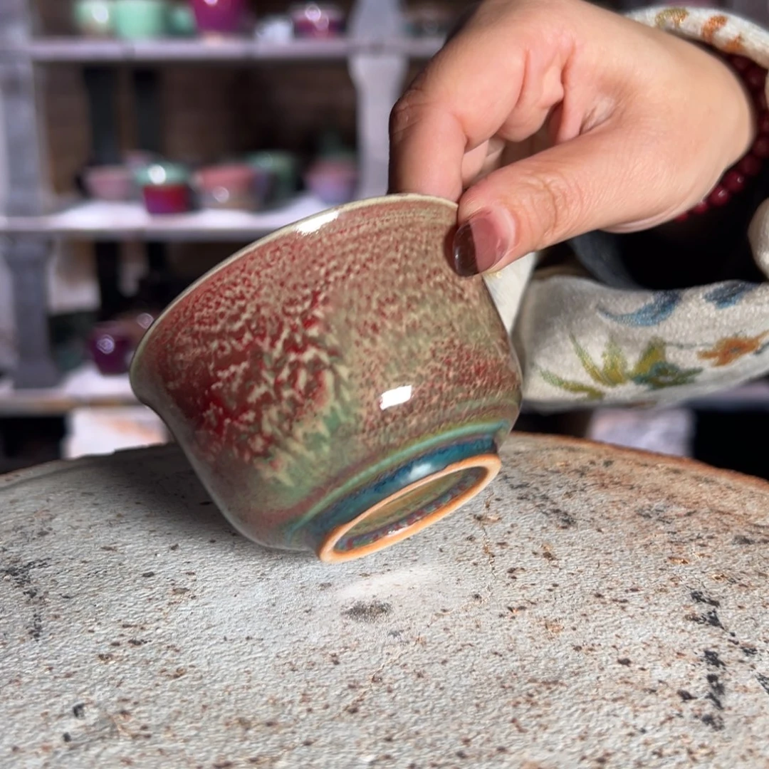 瓷片钧瓷摆件茶杯茶器编号46