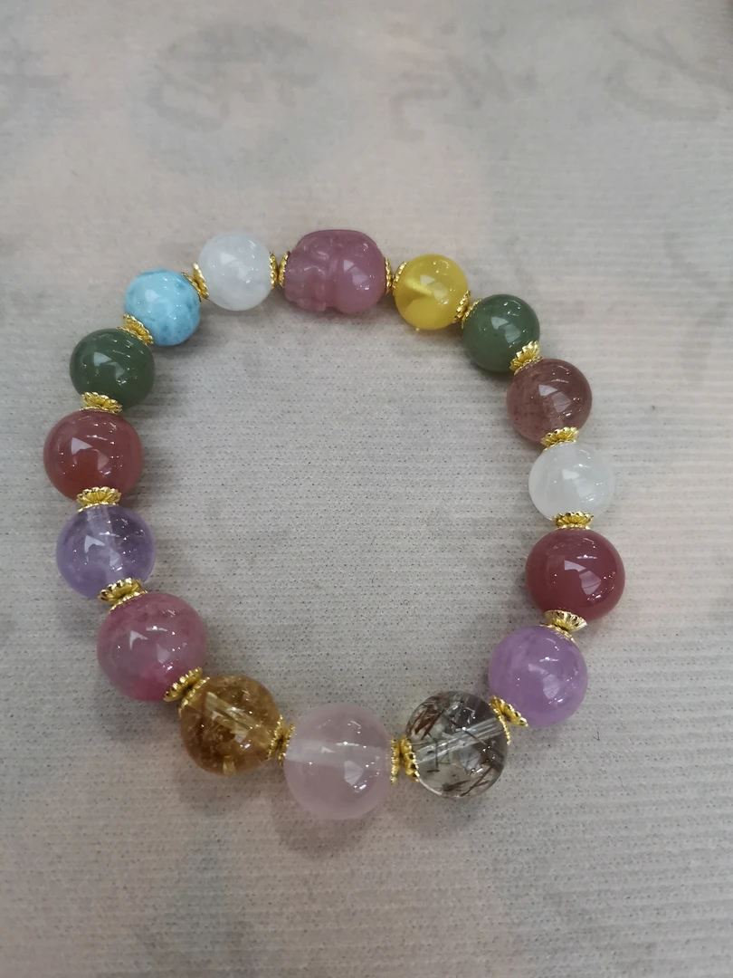 水晶多宝手串带貔貅