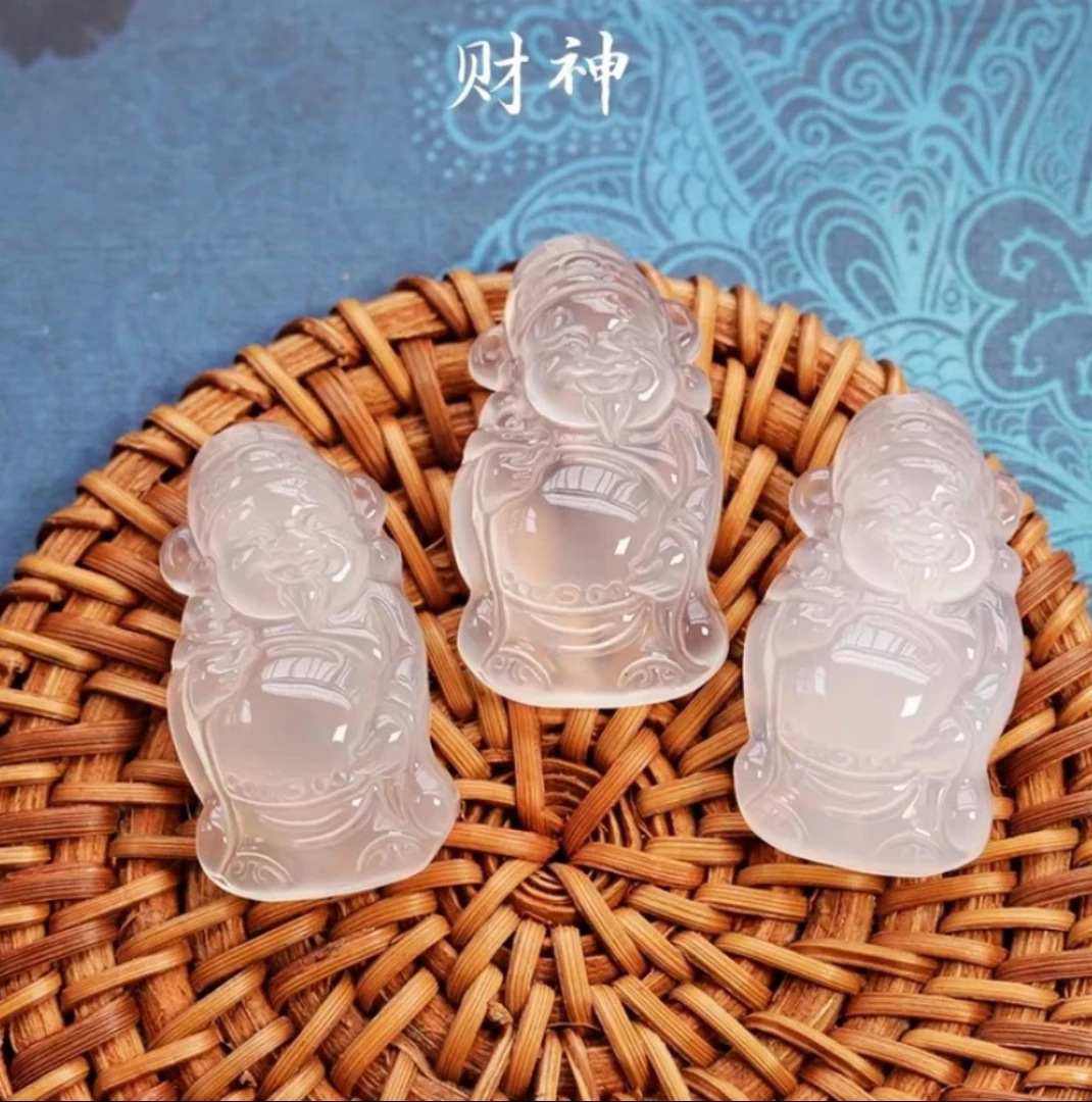 天然玛瑙玉髓喜财神吊坠寓意招财财纳米米高冰