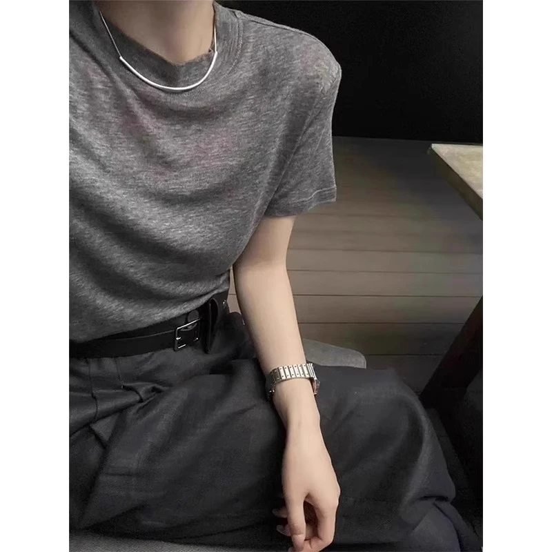 薄款面膜正肩短袖T恤女2025夏季新款韩系小个子显瘦纯色体恤上衣