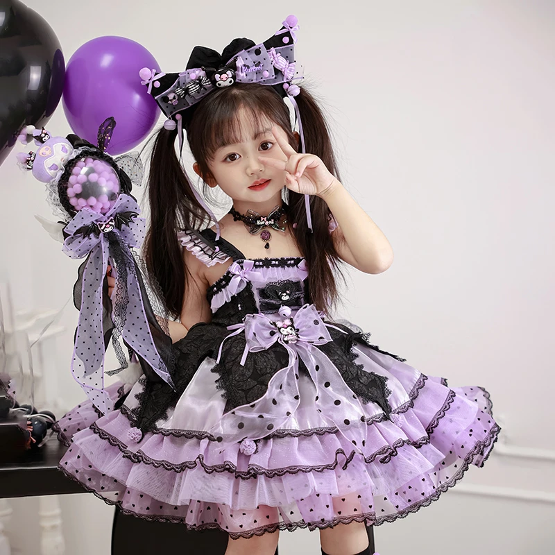 女孩库洛米裙子cos吊带洛丽塔六一表演公主裙生日裙女童蓬蓬裙夏