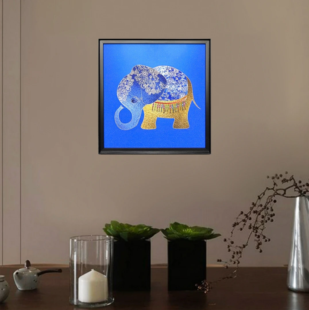 1749  大款 蓝色 吉祥小象 （50*50）无玻璃