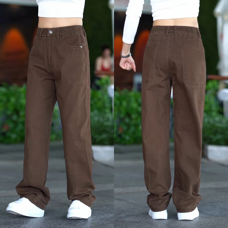 2025秋季厚款休闲裤男士韩版百搭简约直筒男裤子潮牌个性拼接长裤