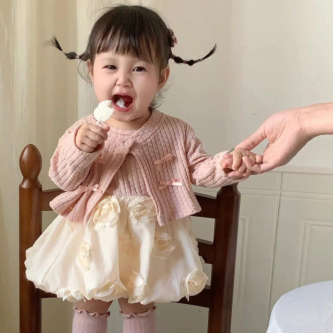 女童连衣裙套装秋装2025新款洋气宝宝儿童开衫公主春秋两件套