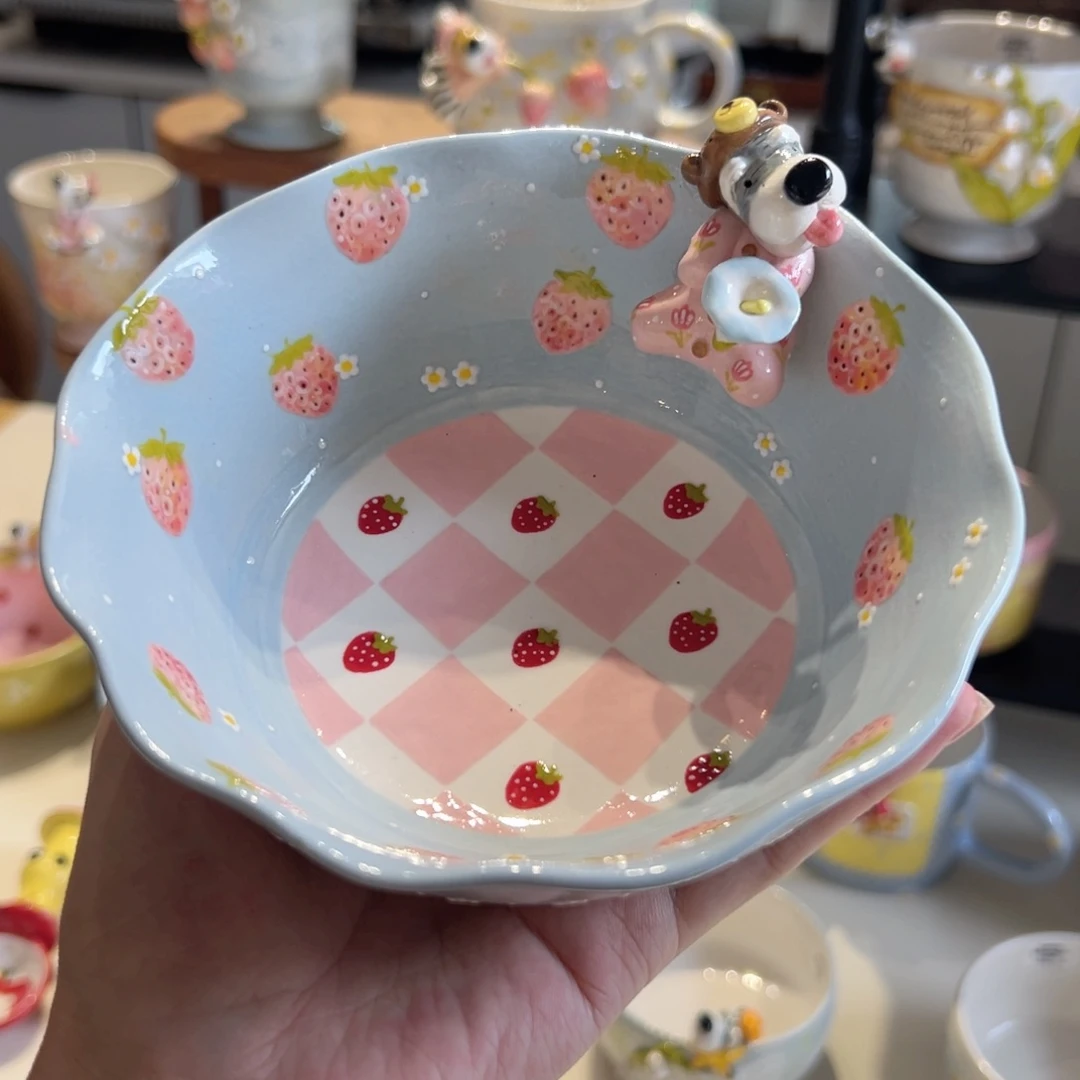 陶瓷艺术草莓碗手作