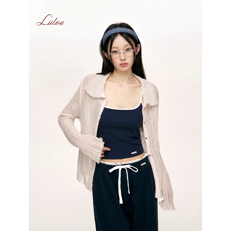 Liilou 25ss Athflow 肌理感 混合纱线微透感宽松休闲针织开衫