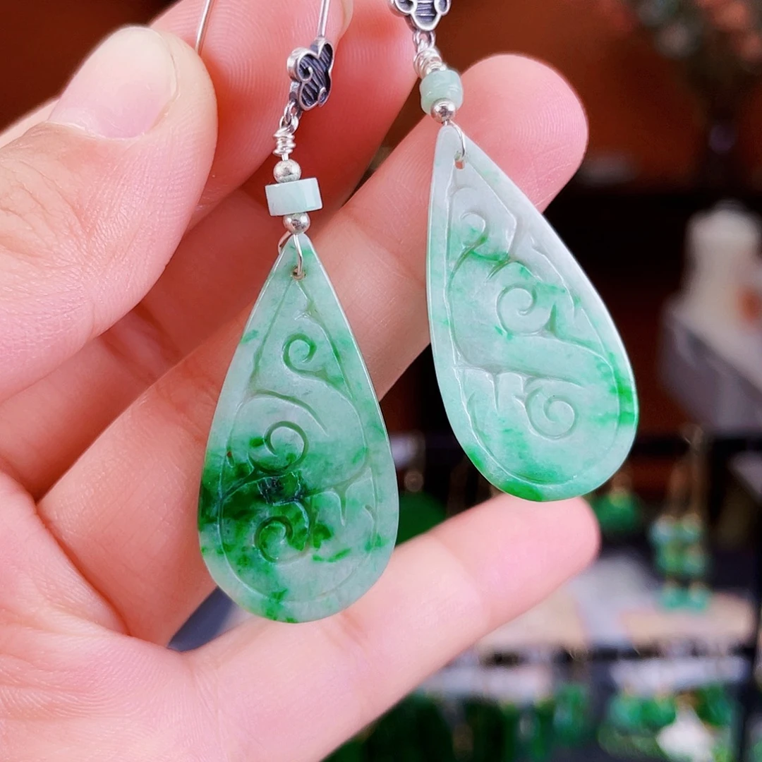 翡翠未镶嵌耳饰饰品