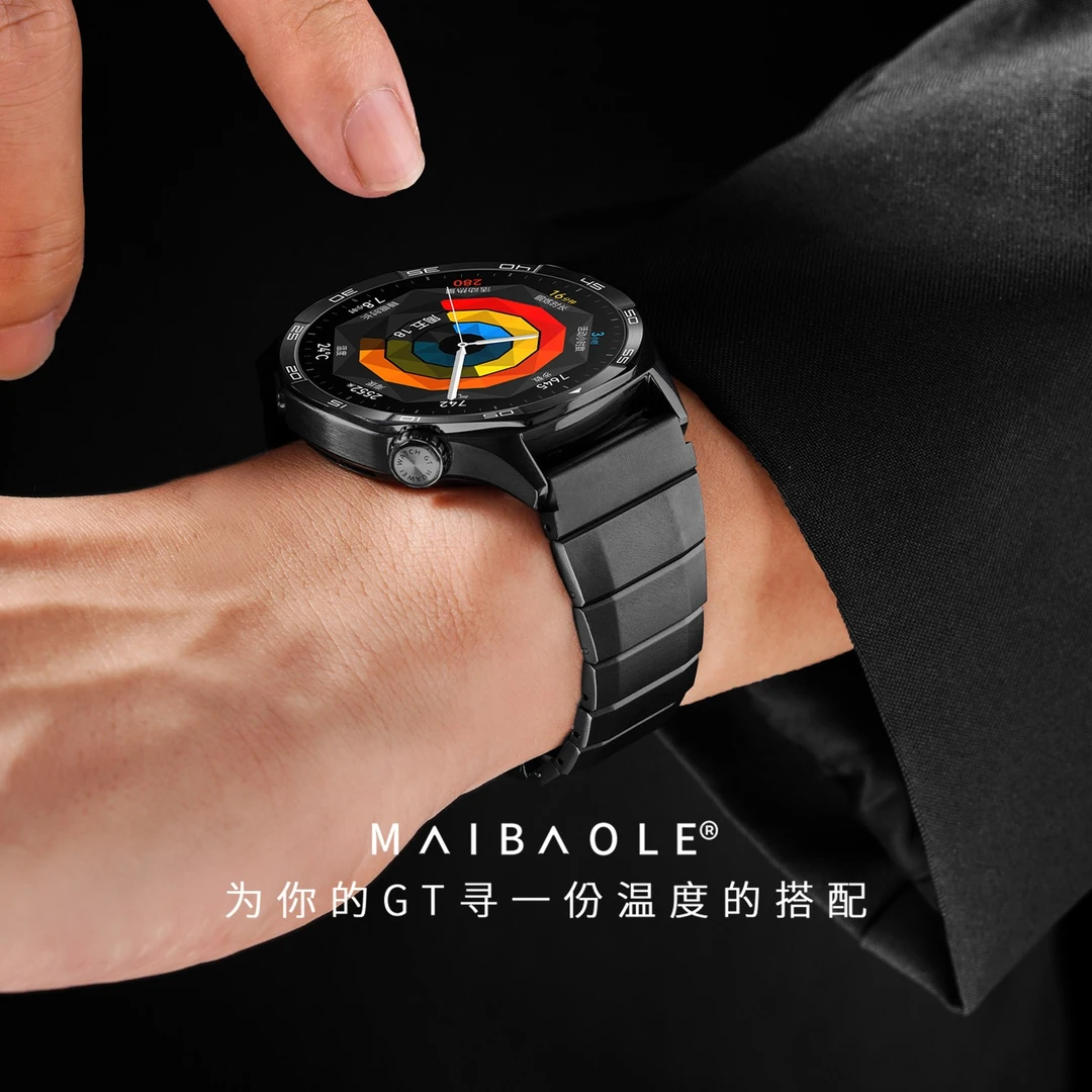 钛空漫步适用于华为GT6手表表带gt6pro/5pro一珠钢带侧滑款腕带