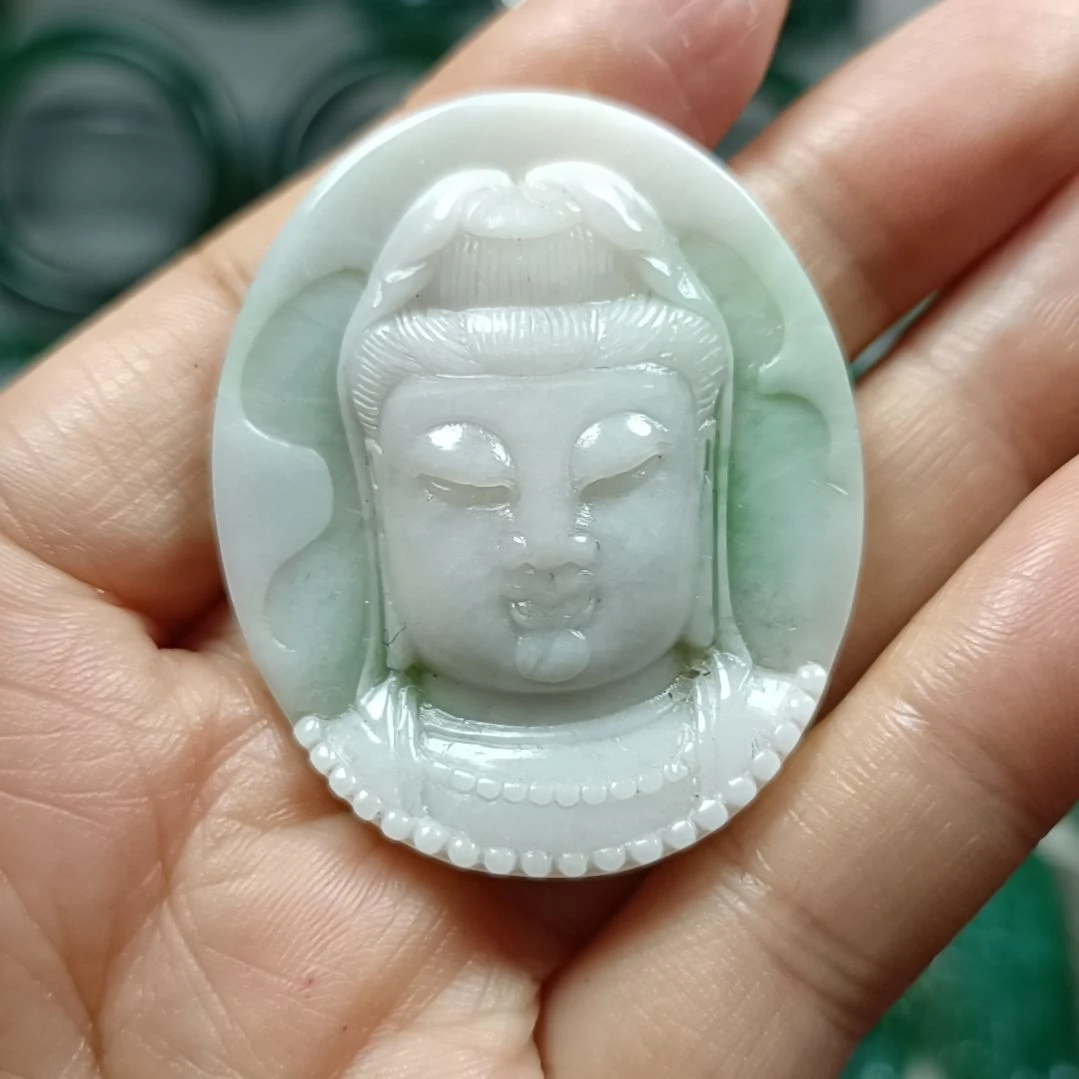 独山玉关音未镶嵌