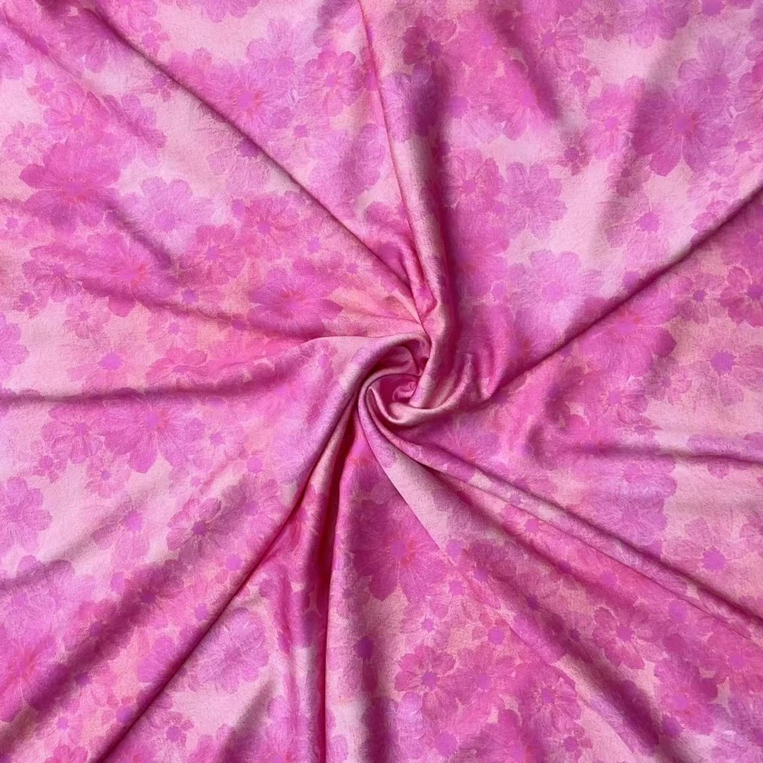 【云锦1店】25917-6 粉太阳花贡缎棉绸 服装布料面料