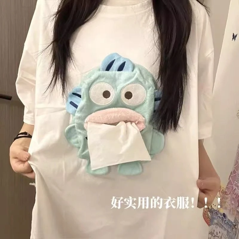 小丑鱼可爱3D啊呆抽纸t恤男女搞笑夏季纯棉短袖T恤上衣【随身带纸】
