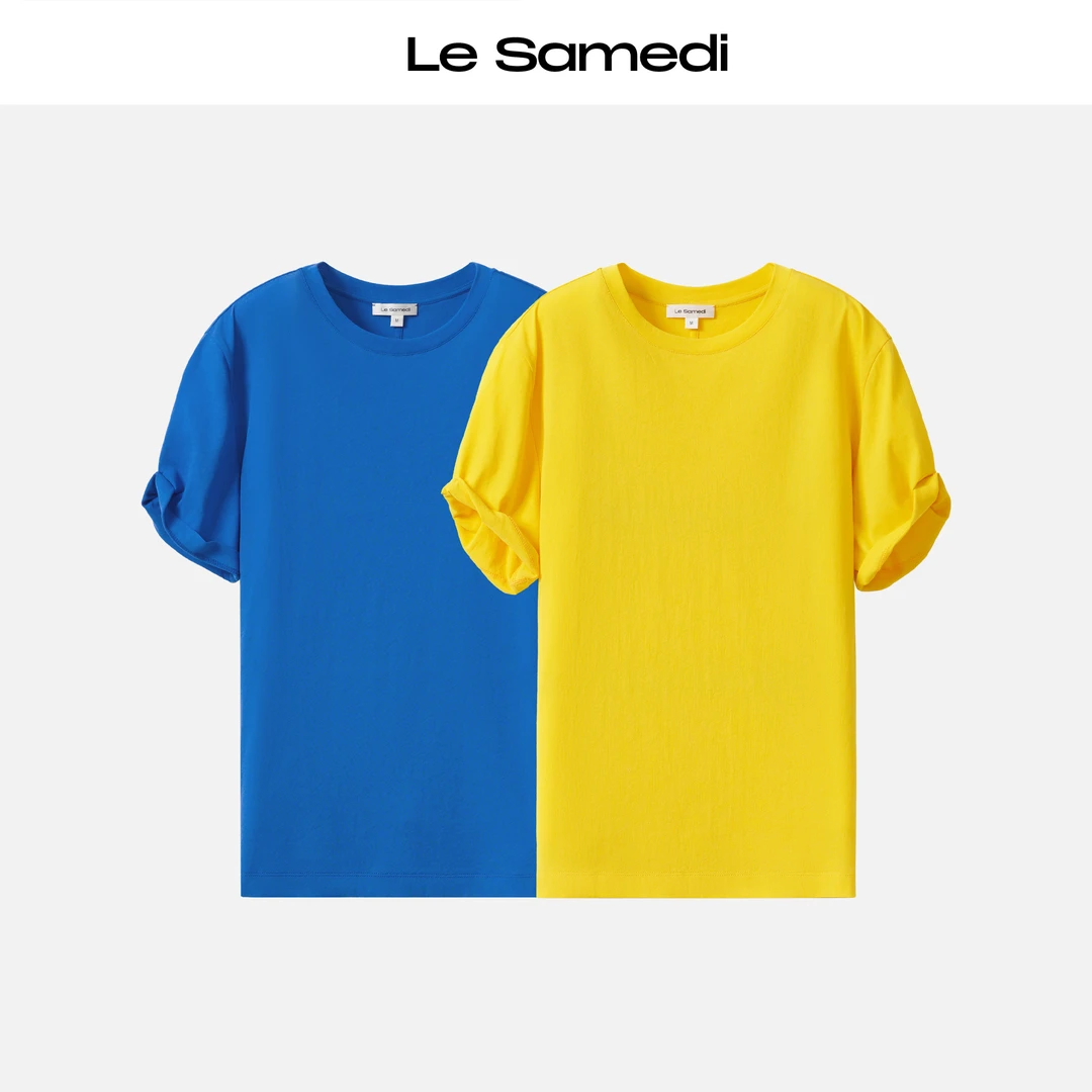 Le Samedi【轻盈起飞】轻松假日 云柔感层次卷边袖宽松T