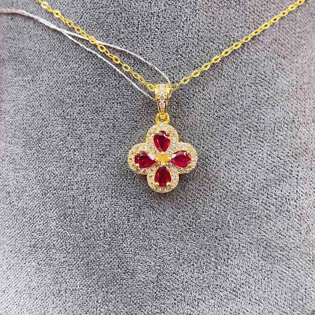 红宝石吊坠(赠链)银S925镶嵌