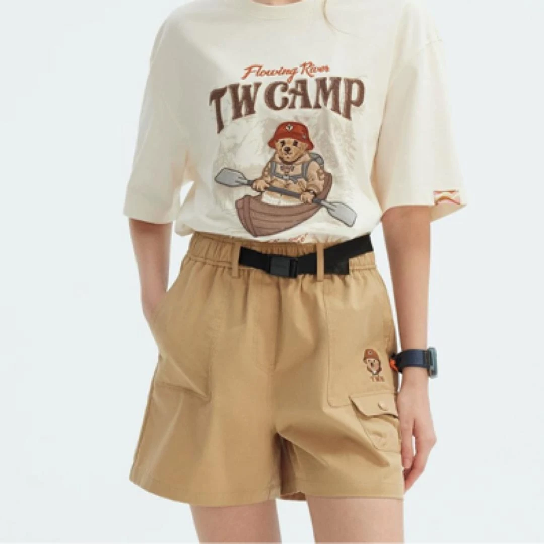 TeenieWeenie小熊运动女短裤25年夏季新款松紧工装裤TTTH253704T