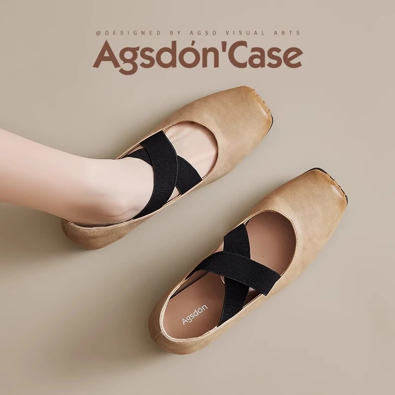 奥古狮登芭蕾舞风玛丽珍女鞋2025新款浅口复古猪鼻子鞋法式单鞋xx