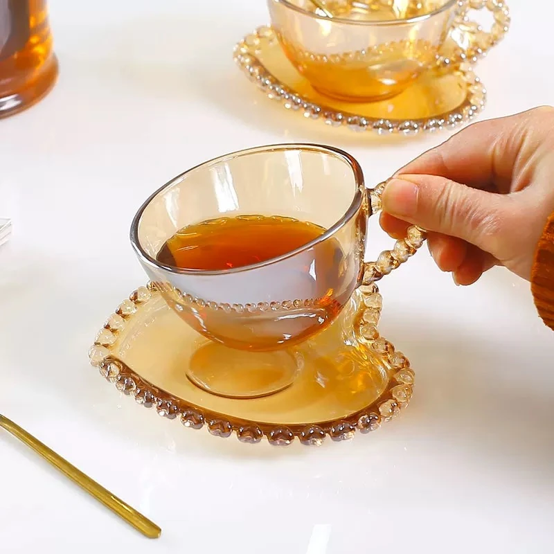 琥珀燕窝碗色日式法式简约复古风咖啡杯防烫复古牛奶水杯欧式