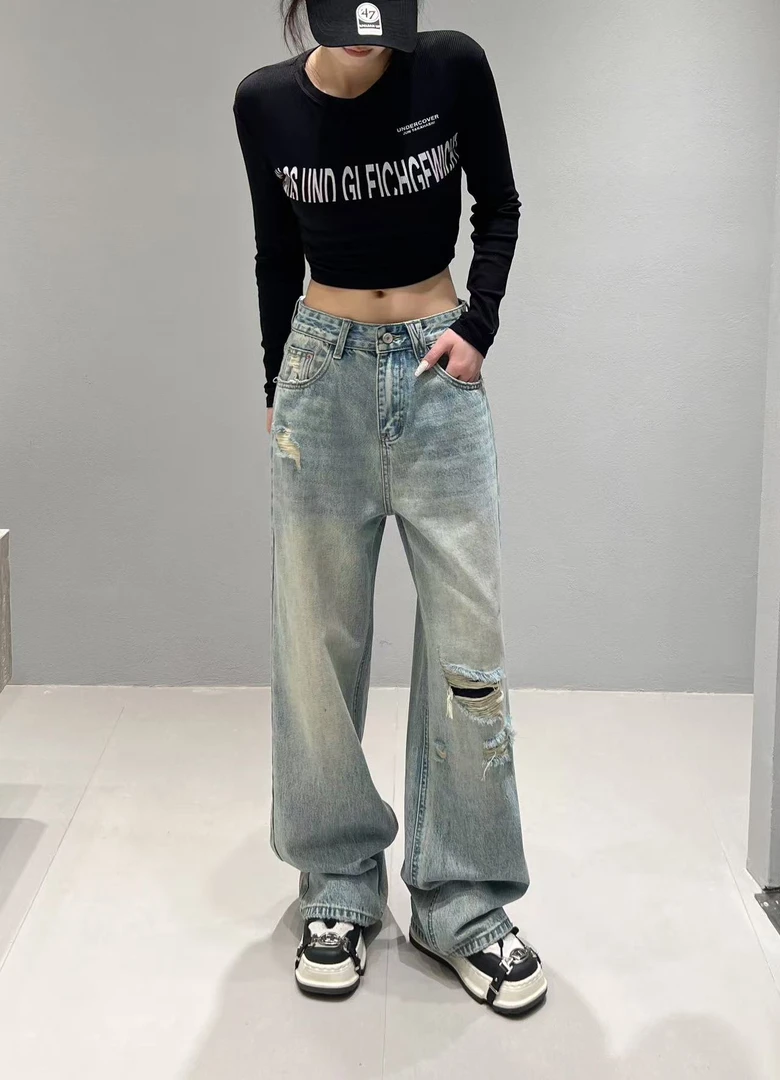 V姐-B969-新款个性牛仔裤