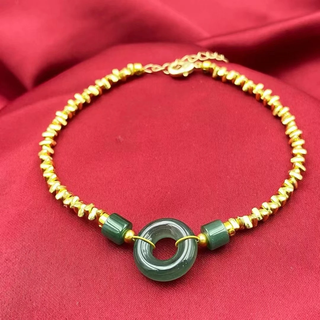 翡翠甜甜圈盘缠手链F483A