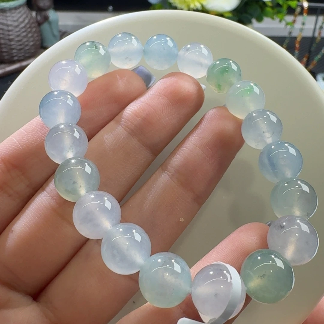 未镶嵌手串翡翠高冰幻彩飘花手串卡10 福利！