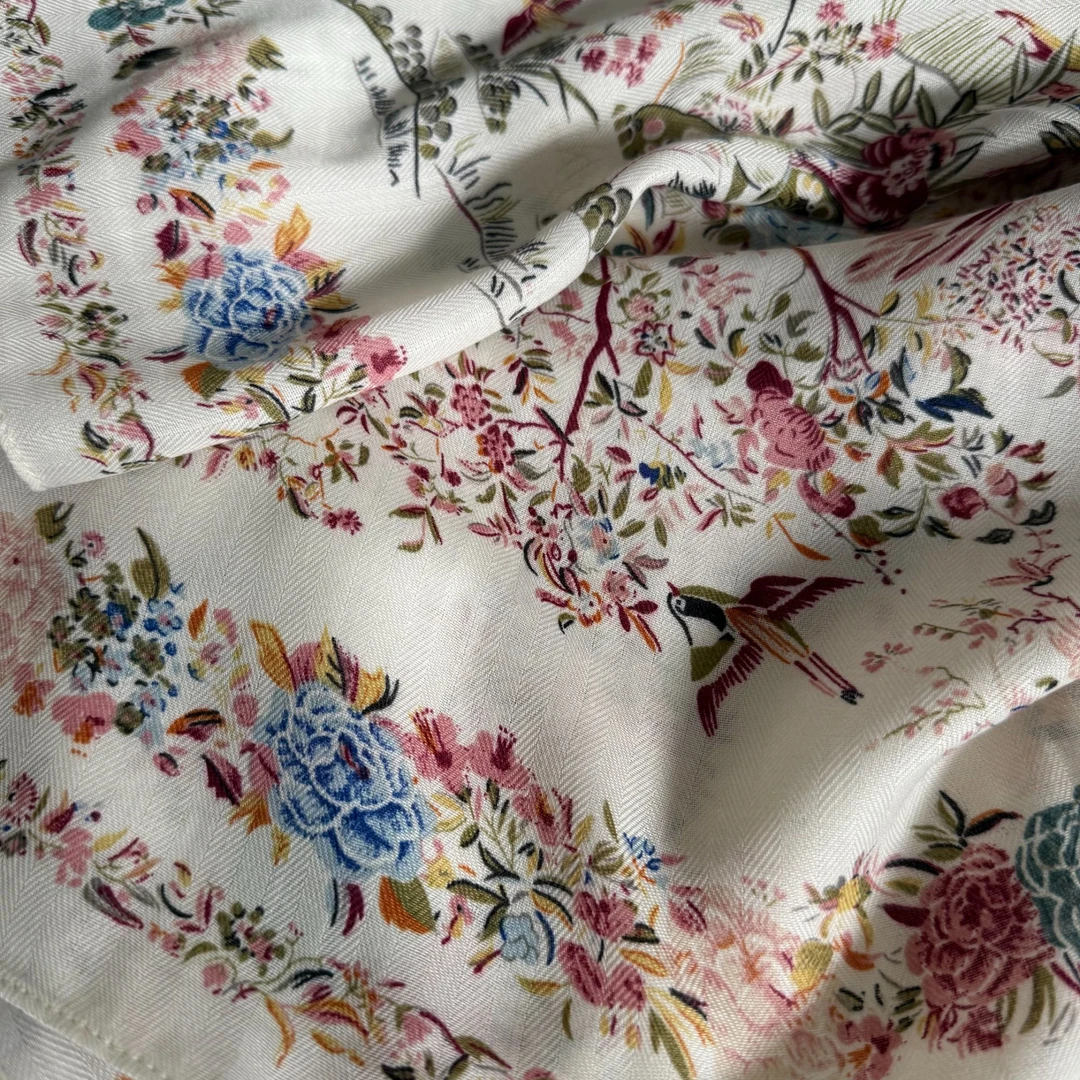 【花鸟】棉柔方巾 68cm 森系减龄气质温柔方巾 完美主义慎拍