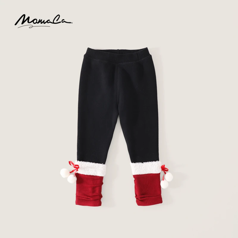 MOMOCO冬季新款女童时尚甜美拼接加绒打底裤75880360006