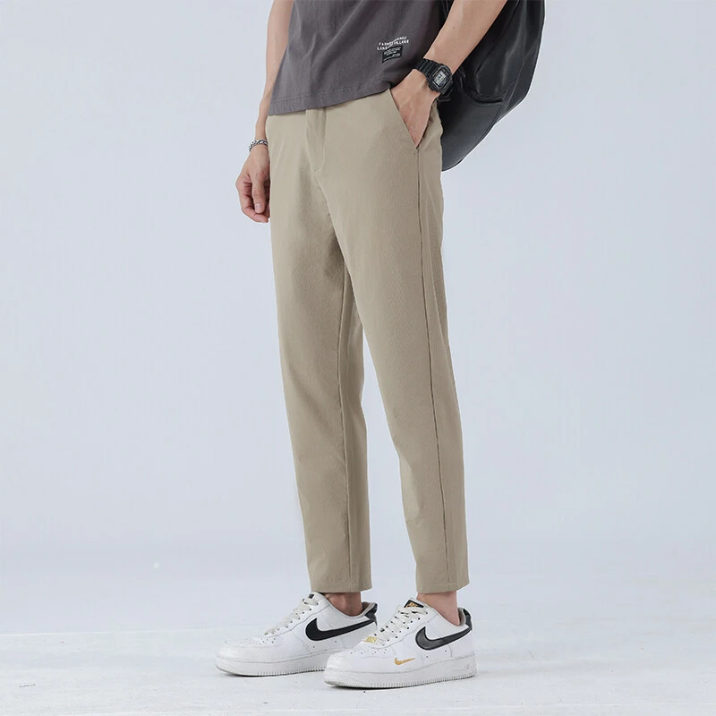 男士九分裤时尚百搭裤子春夏季薄款简约长裤弹力修身商务休闲裤