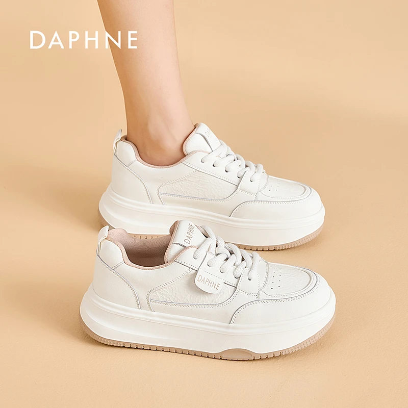 Daphne/达芙妮女鞋2025春季板鞋厚底增高潮流经典小白鞋舒适透气