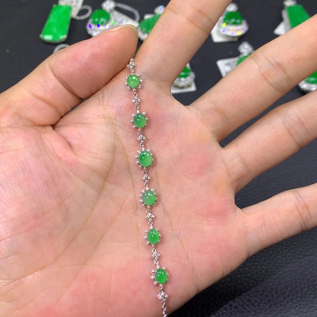 18K金镶嵌手链翡翠翡翠