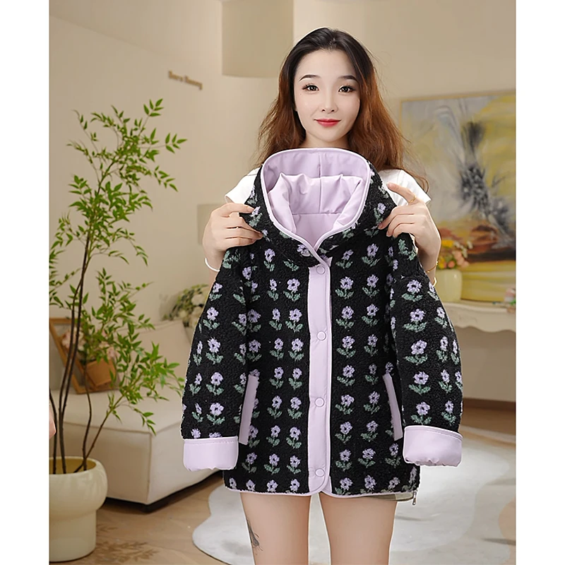 女童秋冬季棉服外套2025秋冬季新款女孩时尚双面穿棉服外套Q63256